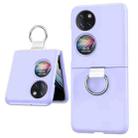 For Huawei P50 Pocket Ring Holder Transparent PC Phone Case(Light Purple) - 1