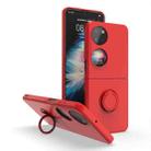 For Huawei P50 Pocket Ring Holder PC Phone Case(Red) - 1