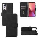 For Xiaomi 12 5G Skin Feel Magnetic Buckle Calf Texture PU Phone Case(Black) - 1