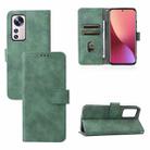 For Xiaomi 12 5G Skin Feel Magnetic Buckle Calf Texture PU Phone Case(Green) - 1