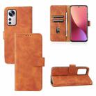 For Xiaomi 12 5G Skin Feel Magnetic Buckle Calf Texture PU Phone Case(Brown) - 1