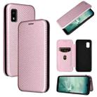For Sharp Aquos Wish SHG06 Carbon Fiber Texture Horizontal Flip PU Phone Case(Pink) - 1