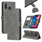 For Galaxy A40 Matching Color Frosted Texture Horizontal Flip PU Leather Case with Holder & Card Slots & Lanyard(Gray) - 1