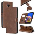 For Galaxy J4 Plus Matching Color Frosted Texture Horizontal Flip PU Leather Case with Holder & Card Slots & Lanyard(Brown) - 1