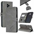 For Galaxy J6 Plus Matching Color Frosted Texture Horizontal Flip PU Leather Case with Holder & Card Slots & Lanyard(Gray) - 1
