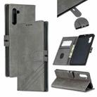 For Galaxy Note 10 Matching Color Frosted Texture Horizontal Flip PU Leather Case with Holder & Card Slots & Lanyard(Gray) - 1