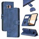 For Galaxy S8 Matching Color Frosted Texture Horizontal Flip PU Leather Case with Holder & Card Slots & Lanyard(Blue) - 1