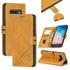 For Galaxy S10 Matching Color Frosted Texture Horizontal Flip PU Leather Case with Holder & Card Slots & Lanyard(Yellow) - 1