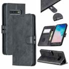 For Galaxy S10 Plus Matching Color Frosted Texture Horizontal Flip PU Leather Case with Holder & Card Slots & Lanyard(Black) - 1