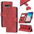 For Galaxy S10 Plus Matching Color Frosted Texture Horizontal Flip PU Leather Case with Holder & Card Slots & Lanyard(Red) - 1