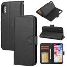 For iPhone X / XS Cross Texture Detachable Leather Phone Case(Black) - 1