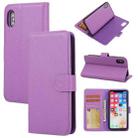 For iPhone X / XS Cross Texture Detachable Leather Phone Case(Purple) - 1