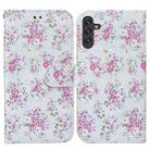 For Samsung Galaxy A13 Painted Pattern Horizontal Flip Leather Phone Case(Rose) - 1