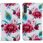 For Samsung Galaxy A13 Painted Pattern Horizontal Flip Leather Phone Case(Peacock Flower) - 1