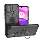 For Motorola Moto E40 Armor Bear Shockproof PC + TPU Protective Phone Case with Ring Holder(Black) - 1