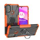 For Motorola Moto E40 Armor Bear Shockproof PC + TPU Protective Phone Case with Ring Holder(Orange) - 1