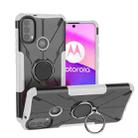 For Motorola Moto E40 Armor Bear Shockproof PC + TPU Protective Phone Case with Ring Holder(White) - 1