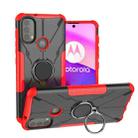 For Motorola Moto E40 Armor Bear Shockproof PC + TPU Protective Phone Case with Ring Holder(Red) - 1