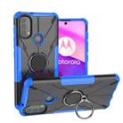 For Motorola Moto E40 Armor Bear Shockproof PC + TPU Protective Phone Case with Ring Holder(Blue) - 1