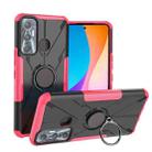 For Infinix Hot 11 Armor Bear Shockproof PC + TPU Protective Phone Case with Ring Holder(Rose Red) - 1