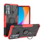 For Infinix Hot 11 Armor Bear Shockproof PC + TPU Protective Phone Case with Ring Holder(Red) - 1