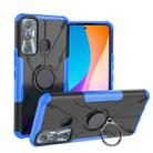 For Infinix Hot 11 Armor Bear Shockproof PC + TPU Protective Phone Case with Ring Holder(Blue) - 1