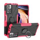 For Xiaomi Redmi Note 11 Pro Armor Bear Shockproof PC + TPU Protective Phone Case with Ring Holder(Rose Red) - 1