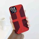 Striped Cross Armor Phone Case For iPhone 13(Red) - 1