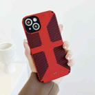 Striped Cross Armor Phone Case For iPhone 13 Pro(Red) - 1