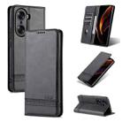 For Honor 60 AZNS Magnetic Calf Texture Horizontal Flip Leather Phone Case(Black) - 1