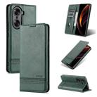 For Honor 60 AZNS Magnetic Calf Texture Horizontal Flip Leather Phone Case(Dark Green) - 1