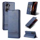 For Honor 60 AZNS Magnetic Calf Texture Horizontal Flip Leather Phone Case(Dark Blue) - 1