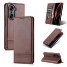 For Honor 60 AZNS Magnetic Calf Texture Horizontal Flip Leather Phone Case(Dark Brown) - 1