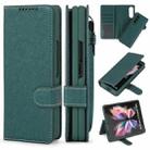 For Samsung Galaxy Z Fold3 5G 2 in 1 Split Folding Leather Phone Case(Cross Pattern Green) - 1