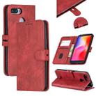 For Xiaomi Redmi 6 & 6A Stitching Style 2-Color Cow Texture Horizontal Flip PU Leather Case with Holder & Card Slot & Lanyard(Red) - 1