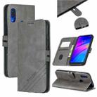 For Xiaomi Redmi 7 Stitching Style 2-Color Cow Texture Horizontal Flip PU Leather Case with Holder & Card Slot & Lanyard(Gray) - 1