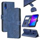 For Xiaomi Redmi 7 Stitching Style 2-Color Cow Texture Horizontal Flip PU Leather Case with Holder & Card Slot & Lanyard(Blue) - 1