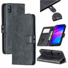 For  Xiaomi Redmi 7A Stitching Style 2-Color Cow Texture Horizontal Flip PU Leather Case with Holder & Card Slot & Lanyard(Black) - 1