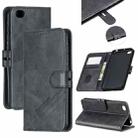 For Xiaomi Redmi GO Stitching Style 2-Color Cow Texture Horizontal Flip PU Leather Case with Holder & Card Slot & Lanyard(Black) - 1