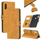 For Xiaomi Redmi Note 6 Stitching Style 2-Color Cow Texture Horizontal Flip PU Leather Case with Holder & Card Slot & Lanyard(Yellow) - 1