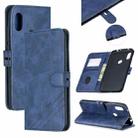 For Xiaomi Redmi Note 6 Stitching Style 2-Color Cow Texture Horizontal Flip PU Leather Case with Holder & Card Slot & Lanyard(Blue) - 1