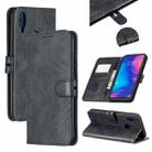 For Xiaomi Redmi Note 7 Stitching Style 2-Color Cow Texture Horizontal Flip PU Leather Case with Holder & Card Slot & Lanyard(Black) - 1