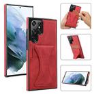 For Samsung Galaxy S22 Ultra 5G Ultra-thin Shockproof Phone Case with Holder(Red) - 1