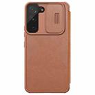 For Samsung Galaxy S22+ 5G NILLKIN QIN Series Pro Sliding Camera Cover Design Leather Phone Case(Brown) - 1