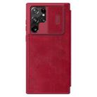For Samsung Galaxy S22 Ultra 5G NILLKIN QIN Series Pro Sliding Camera Cover Design Leather Phone Case(Red) - 1