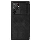 For Samsung Galaxy S22 Ultra 5G NILLKIN QIN Series Pro Sliding Camera Cover Design Leather Phone Case(Black) - 1