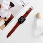 Flat Texture Leather Strap For Apple Watch Ultra 49mm&Watch Ultra 2 49mm / Series 9&8&7 45mm / SE 3&SE 2&6&SE&5&4 44mm / 3&2&1 42mm(Wine Red) - 1