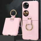For Huawei P50 Pocket GKK Ultra-thin Full Coverage Phone Case with Ring(Pink) - 1