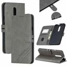 For One Plus 7  Pro Stitching Style 2-Color Cow Texture Horizontal Flip PU Leather Case with Holder & Card Slot & Lanyard(Gray) - 1