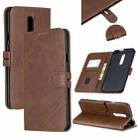 For One Plus 7  Pro Stitching Style 2-Color Cow Texture Horizontal Flip PU Leather Case with Holder & Card Slot & Lanyard(Brown) - 1